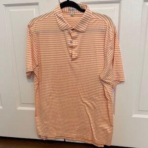 Peter Millar Orange and White Striped Polo Shirt